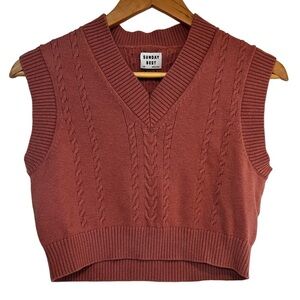 Sunday Best wool blend cropped cable knit sweater vest XXS excellent condition